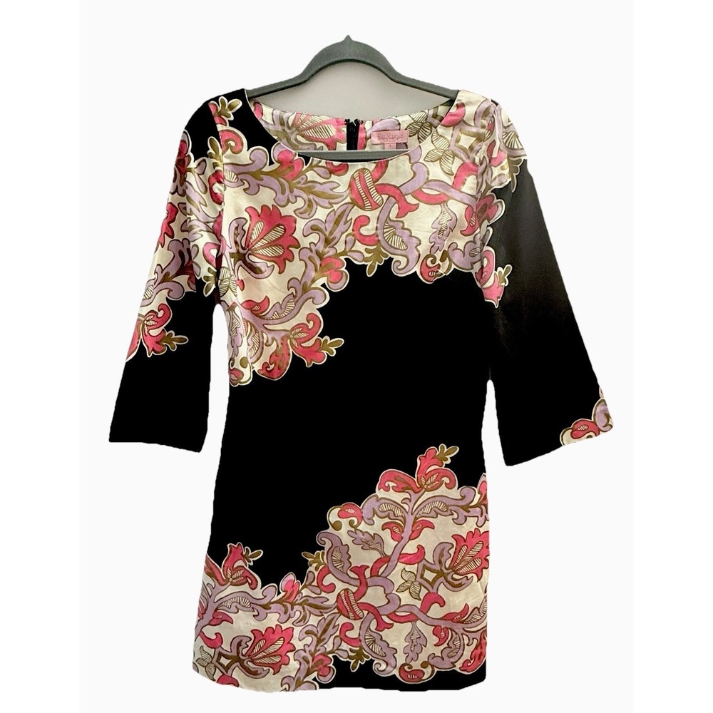 Lilly Pulitzer Womens‎ Shauna Dress Size 4 Black Pink floral Palm Beach Maximal